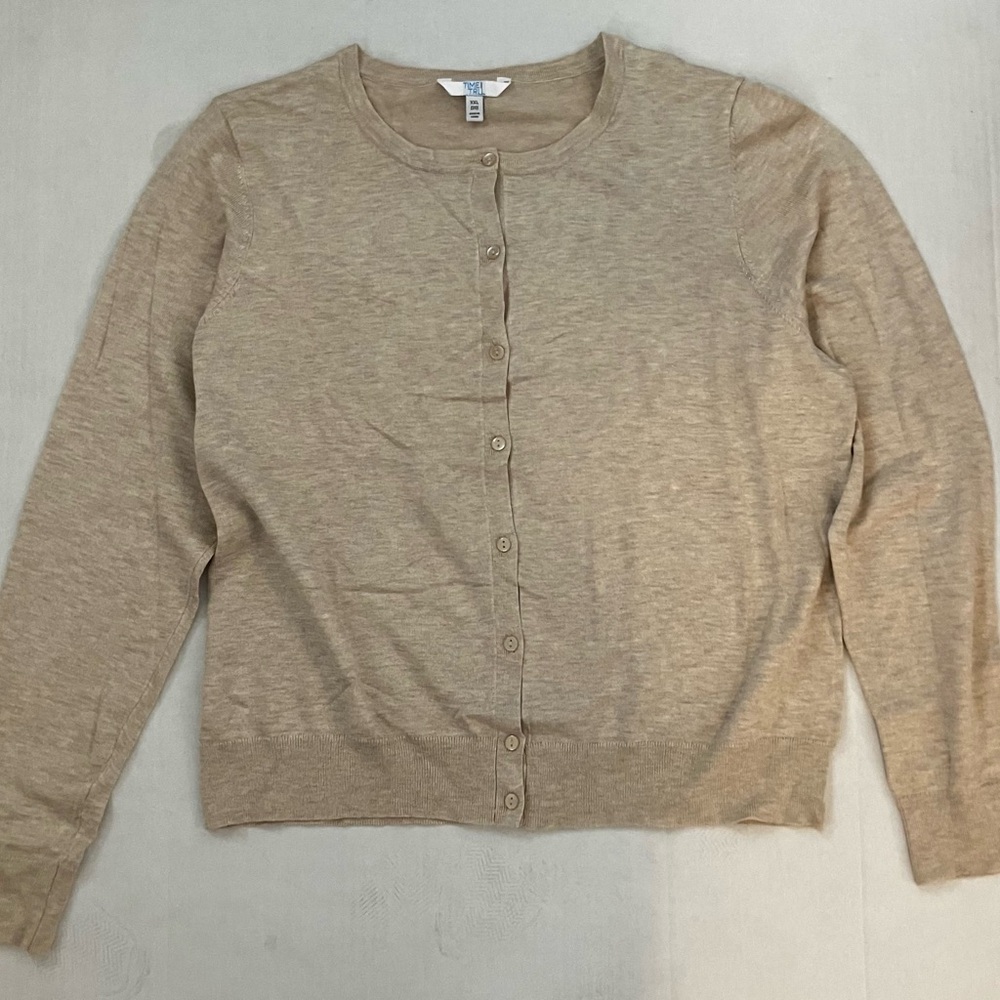 XXL Cardigan Bundle (2)-Old Navy Pink & Time&Tru Tan Knit Sweaters-Plus Size 2X - Picture 3 of 12